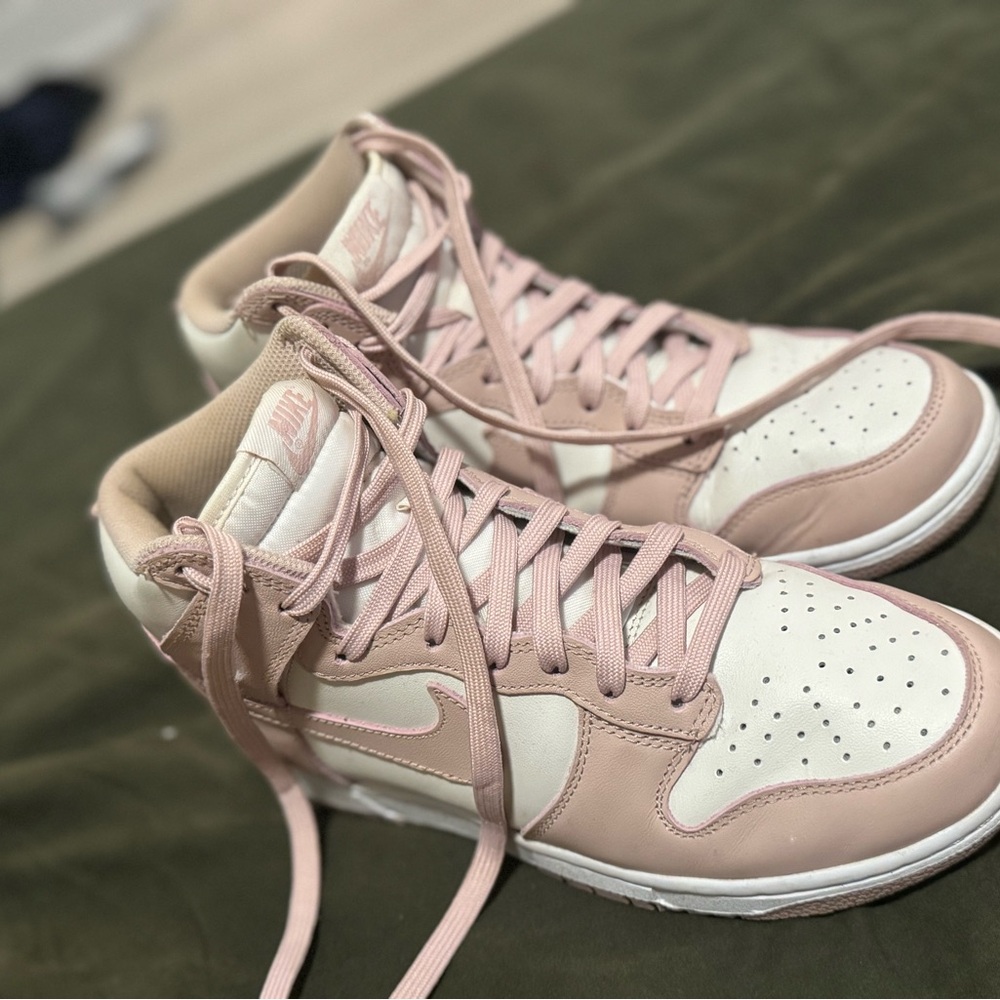 Women's Nike Dunk High Blush Pink and White Sneakers